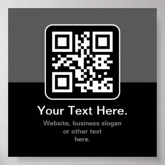 Poster Code QR scannable moderne | Noir Gris & Blanc
