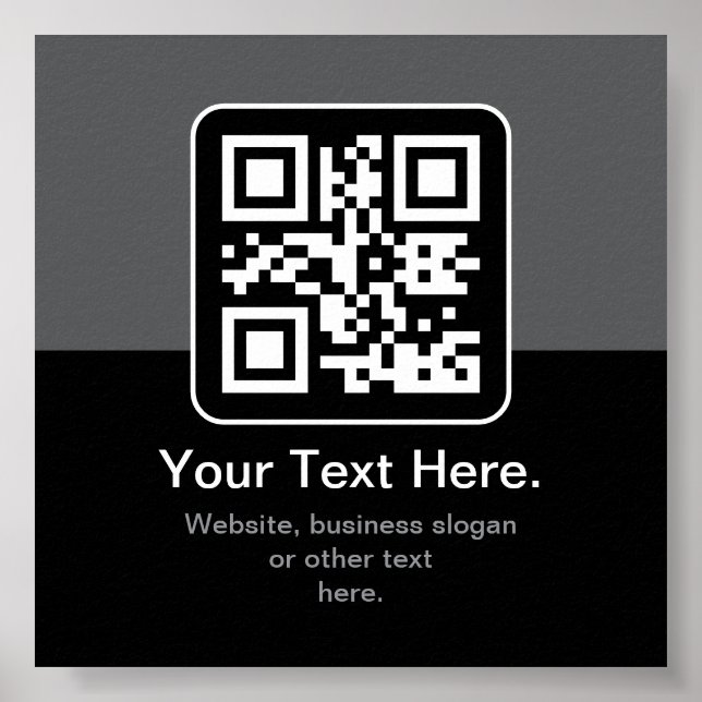 Poster Code QR scannable moderne | Noir Gris & Blanc (Devant)