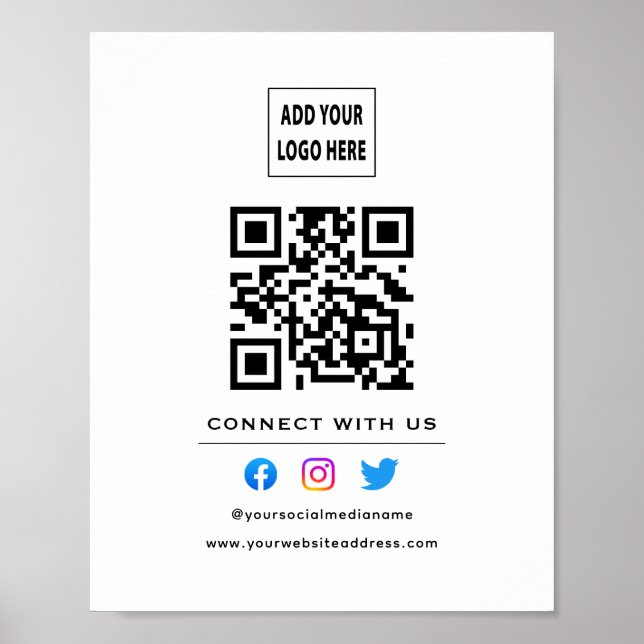 Poster Code QR Suivre l'analyse pour se connecter avec no (Devant)