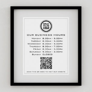 Poster Code QR Texte de Votre Logo Heures d'Ouverture d'E