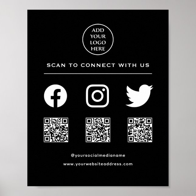 Poster Code QR Votre logo Suivez Scannez-moi Connectez-vo (Devant)