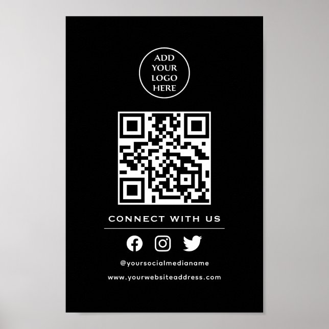 Poster Code QR Votre logo Suivez Scannez pour vous connec (Devant)