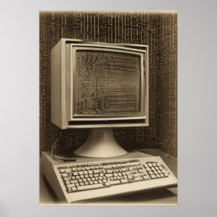 Poster Codeur Programmeur Ordinateur Vintage Code Binaire