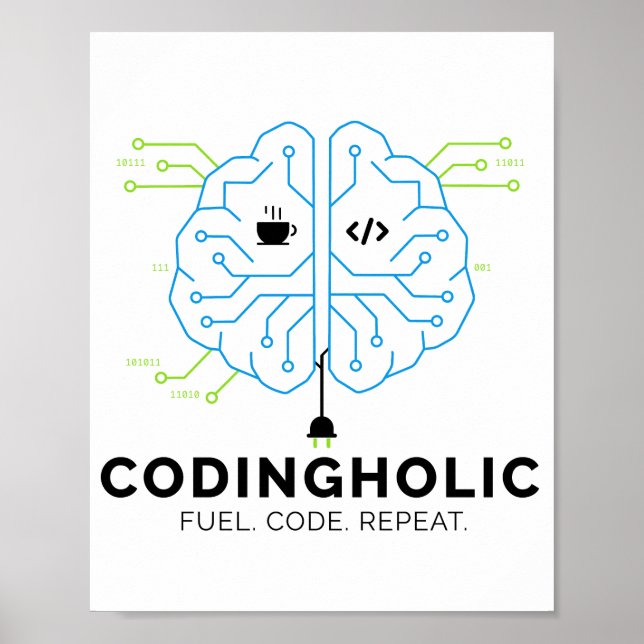 Poster Codeur Tech Brain Programmeur (Devant)