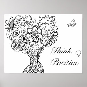 Poster Coeur arbre colorant pensée positive