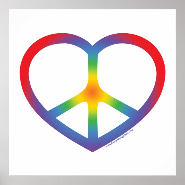 Poster Coeur arc-en-ciel, amour, signe de paix (Devant)