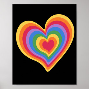 Poster Coeur arc en ciel. Fierté amour gay