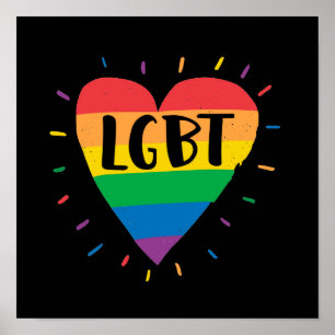 Poster Coeur arc-en-ciel LGBT