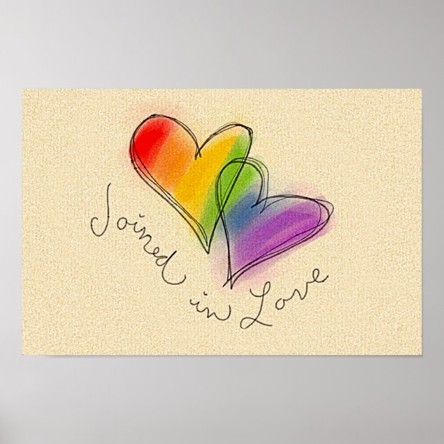 Poster Coeur arc-en-ciel rejoint en amour (Devant)