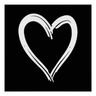 Poster Cœur blanc design drôle et mignon pour hommes et f