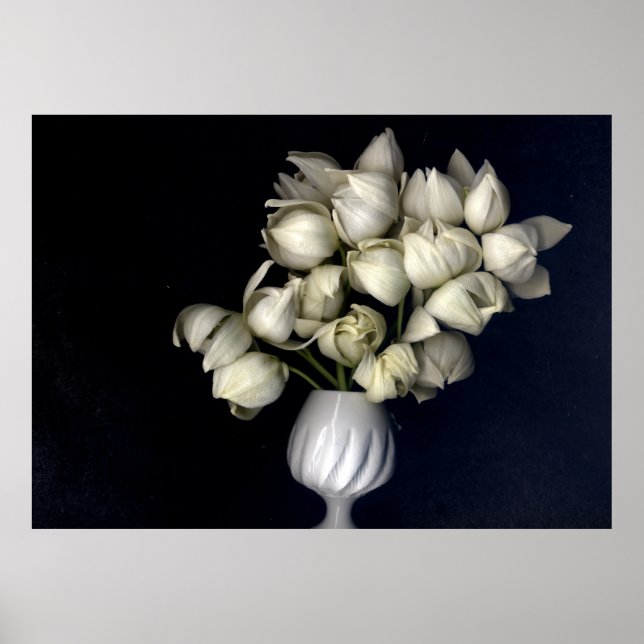 Poster Coeur blanc sur noir (Devant)