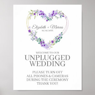 Poster Coeur botanique Mariage débranché dans les tons vi