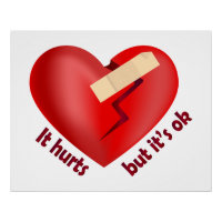 Coeur brisé guéri avec patch et citation de vie