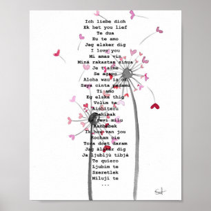 Poster Coeur cadeau amour art fleur d'haleine mariage
