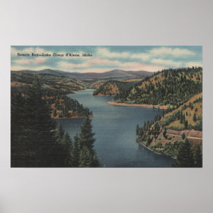 Poster Coeur d'Alene, ID - Vue de Beauty Bay