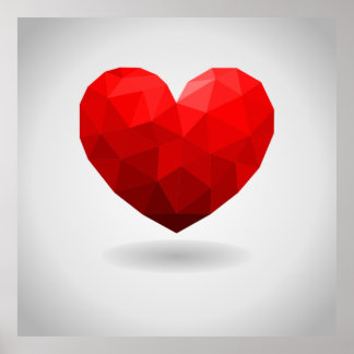 Poster Coeur d'amour bas poly valentine