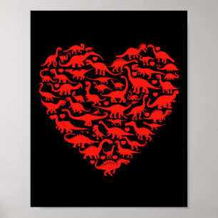 Poster Cœur d'amour de dinosaure T Rex Mignon Garçons Sai