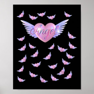 Poster Cœur d'ange avec des ailes 