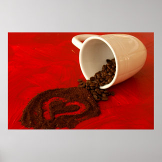 Poster coeur dans le jardin du café