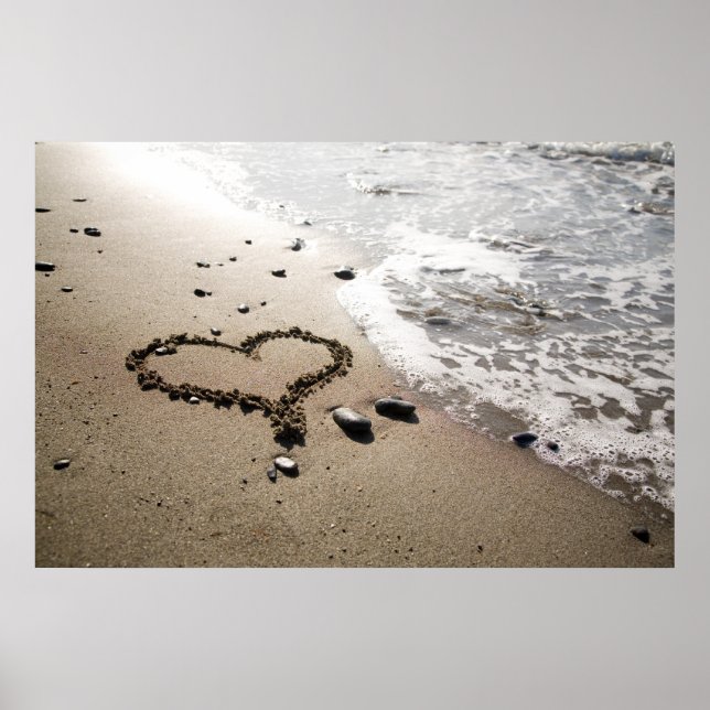 Poster Coeur dans le sable poster/toile (Devant)