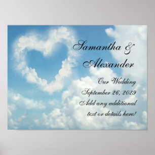 Poster Coeur dans les nuages, Ciel Bleu Amour romantique