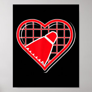 Poster Cœur de badminton rouge pour les amateurs de badmi
