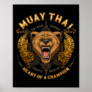 Poster Cœur de champion - Kickboxing et Muay Thai Gri