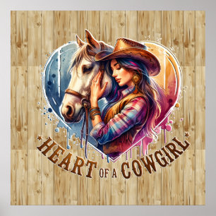 Poster Coeur de cowgirl occidentale mignonne
