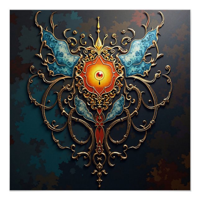 Poster Coeur de dragon doré (Devant)