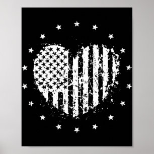 Poster Cœur de drapeau américain 4 juillet