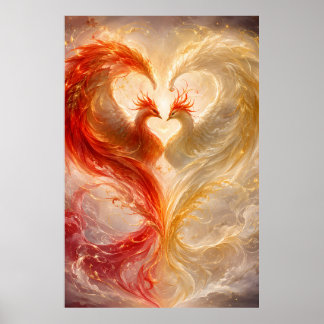 Poster Cœur de phénix jumeaux d'amour éternel