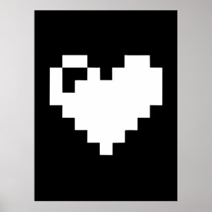 Poster Coeur de pixel 8 bits