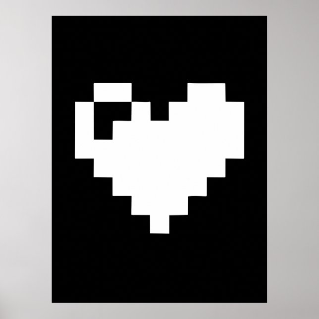 Poster Coeur de pixel 8 bits (Devant)
