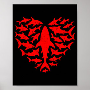 Poster Cœur de requin océan drôle Saint Valentin hommes f