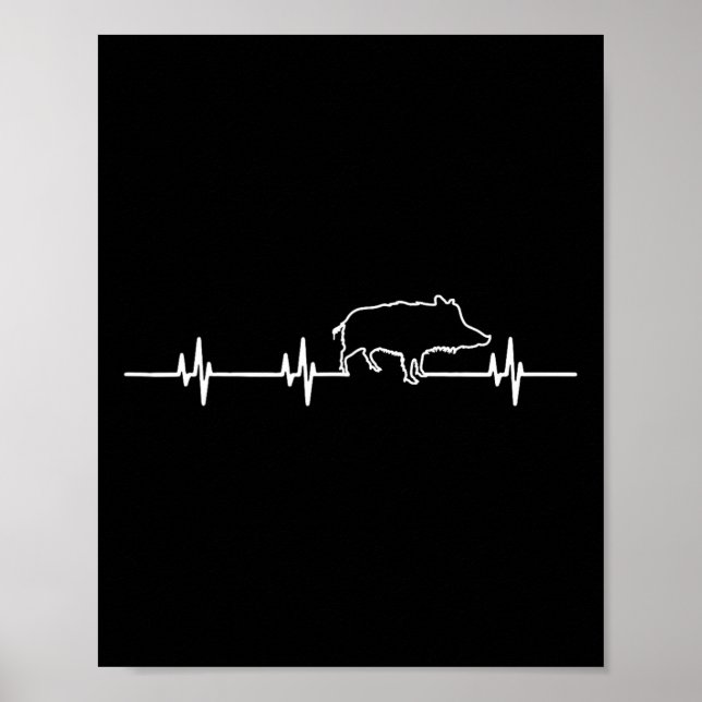 Poster Coeur de sanglier sauvage Ekg Chasse au porc Chass (Devant)