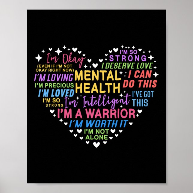 Poster Coeur de sensibilisation à la santé mentale (Devant)