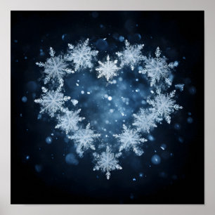 Poster Coeur de vacances en flocons de neige