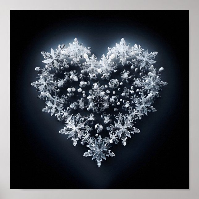 Poster Coeur de vacances en flocons de neige (Devant)