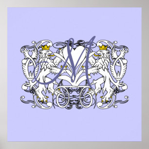 Poster Cœur de vœu de mariage monogramme