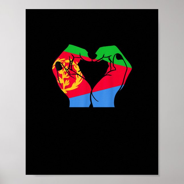 Poster Coeur des mains avec drapeau érythréen (Devant)