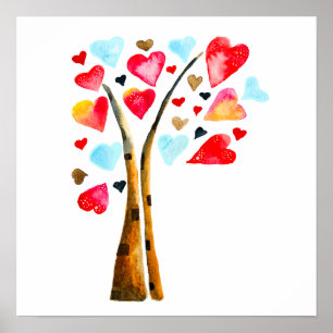 Poster Coeur des valentines aquarelle art