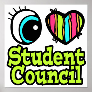 Poster Coeur des yeux lumineux J'aime Conseil étudiant