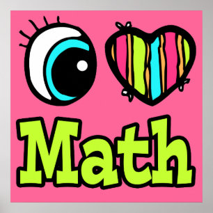 Poster Coeur des yeux lumineux J'aime les maths