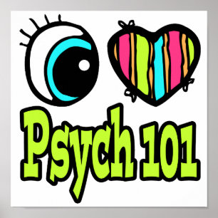 Poster Coeur des yeux lumineux J'aime Psych 101