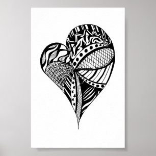 Poster Coeur dessinant le croquis de   d'un coeur avec