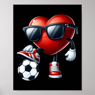 Poster Cœur drôle jouant au football à la Saint-Valentin 