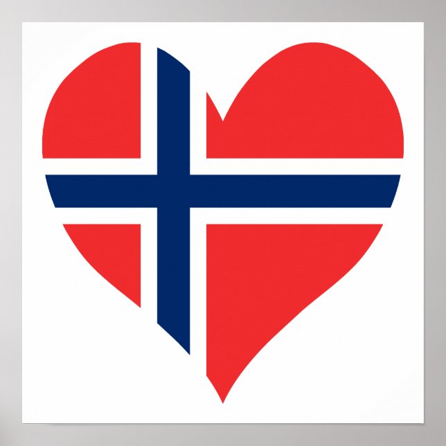 Poster Coeur du drapeau norvégien (Devant)