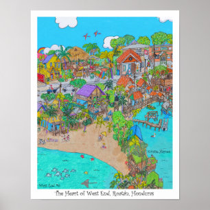 Poster Coeur du West End #6, Roatan, Honduras