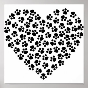 Poster Coeur Empreinte de patte