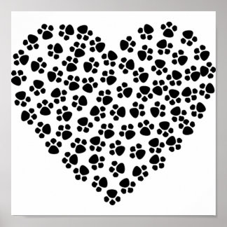 Poster Coeur Empreinte de patte